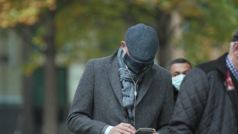 John Leslie arrives at Southwark Crown Court
