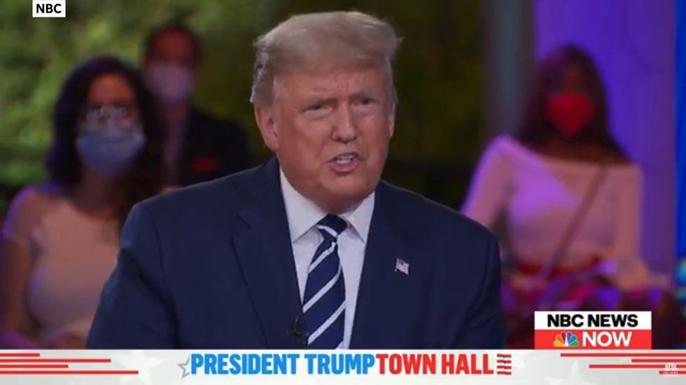 Trump shouts over Savannah Guthrie calling her questions "so cute"