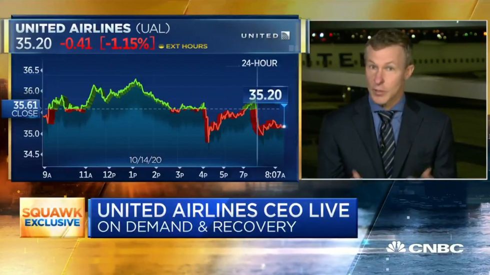 United Airlines CEO says no return to normal until widely available vaccine