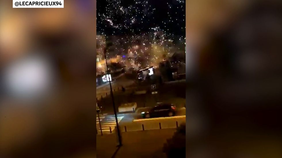 Video shows barrage of fireworks aimed at Champigny police station