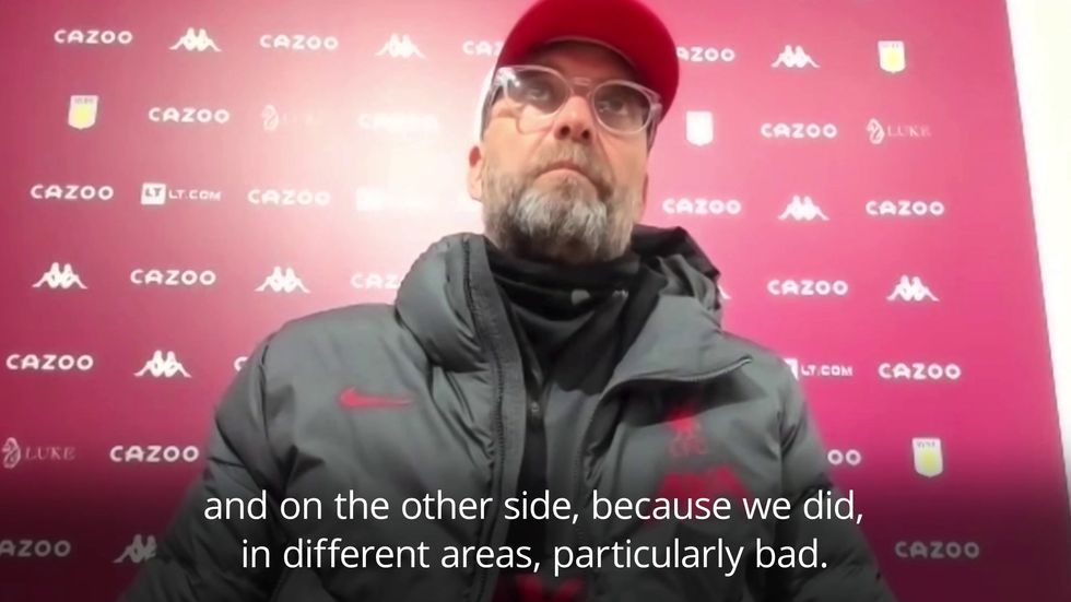 Liverpool defeat at Aston Villa 'should not have happened' says Jurgen Klopp