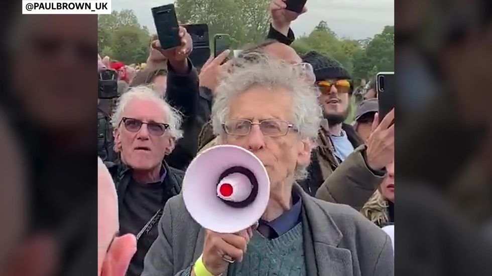 Piers Corbyn makes speech at anti-lockdown protest