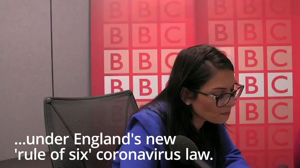 Priti Patel says chance meeting of two families of four 'is mingling'