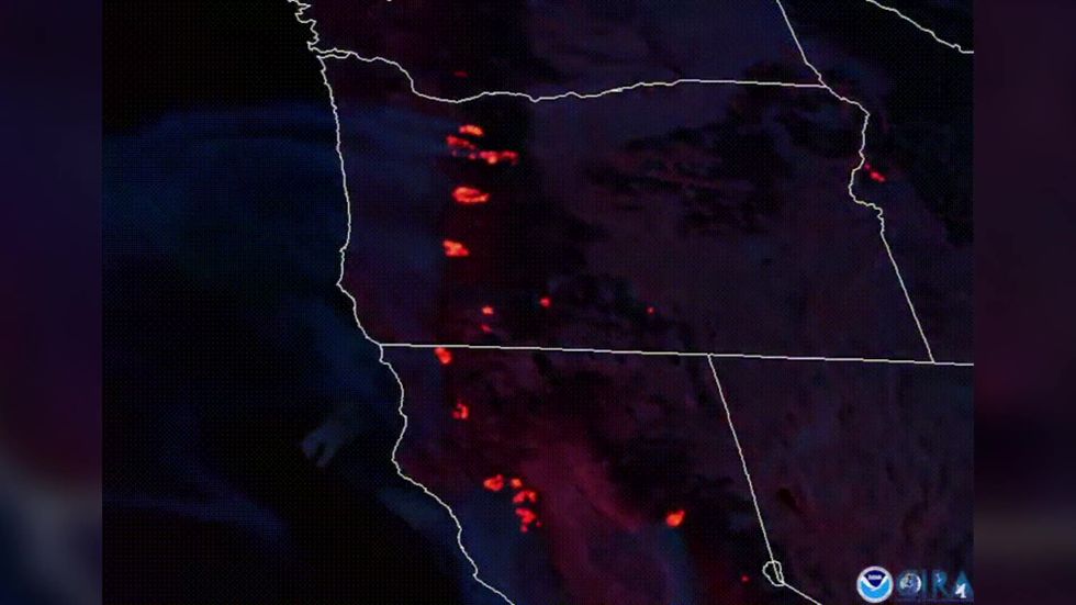 California wildfires seen from space