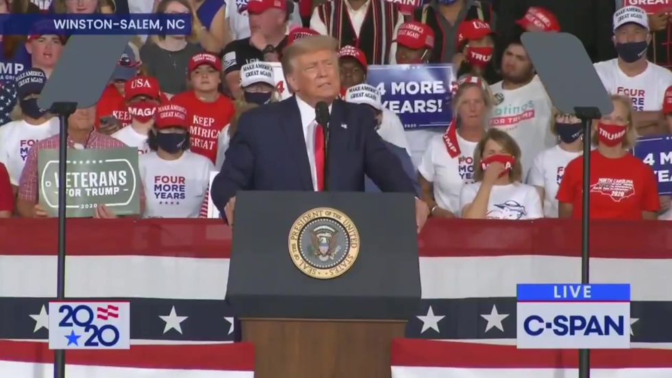 Trump rambles at large North Carolina rally