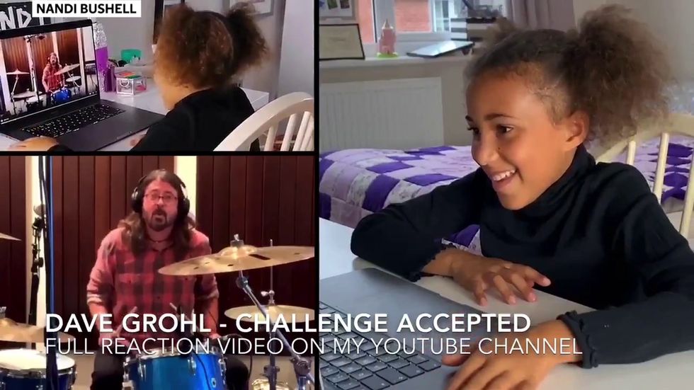 Dave Grohl responds to drum battle challenge from 10-year-old Nandi Bushell