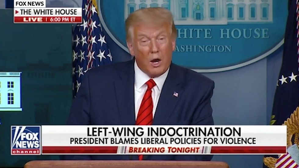 Trump unleashes wild screed against Biden erroneously saying he hasn't condemned 'left-wing violence'
