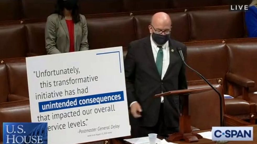 Jim McGovern hits out at the Postmaster General on House floor