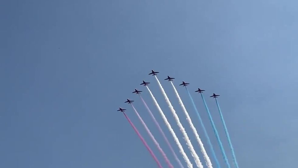 Red arrows fly over UK during VJ Day 2020