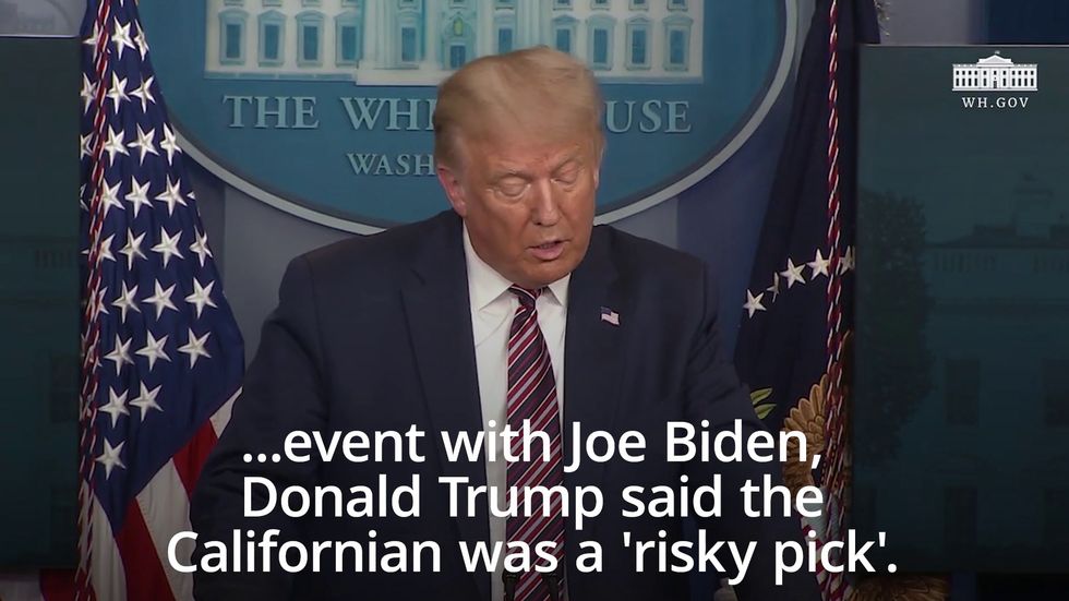 Trump says Kamala Harris is a 'risky' vice-president pick