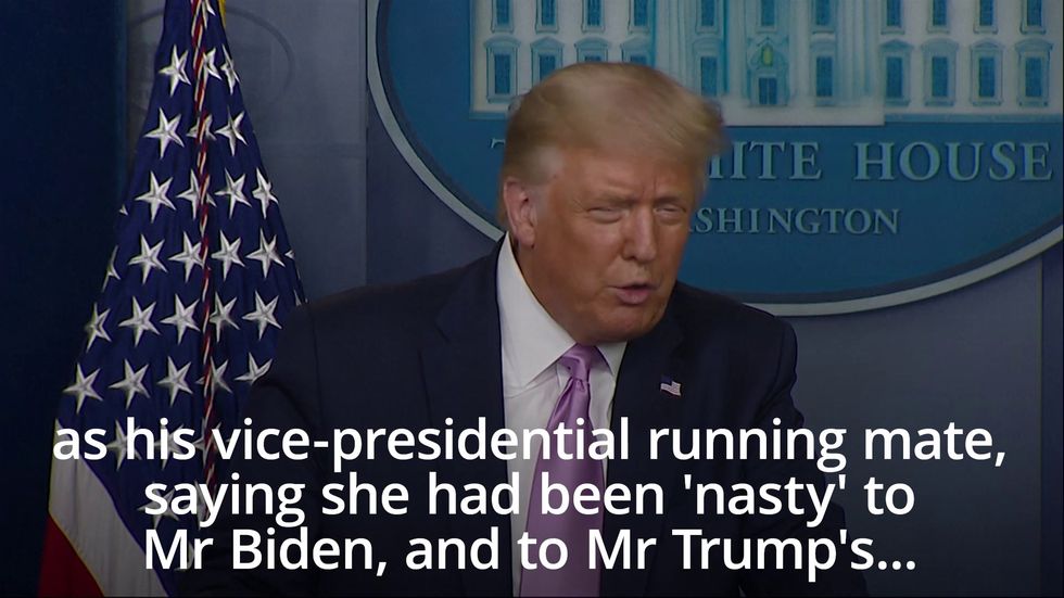 Trump 'surprised' over Biden's choice of 'nasty' Harris