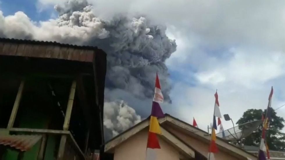 Indonesia's Sinabung volcano ejects column of ash