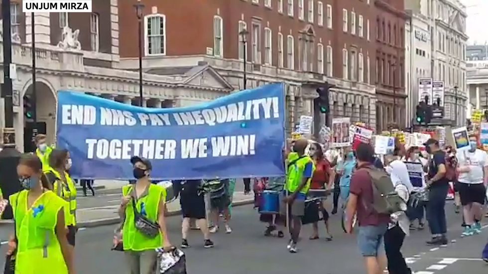 NHS protest: Staff march in London demanding planned pay rise be brought forward