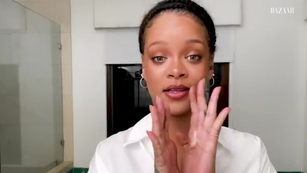 Rihanna shows off her skincare routine