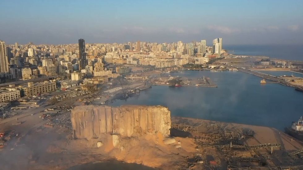Aerial footage shows devastating impact of Beirut explosion