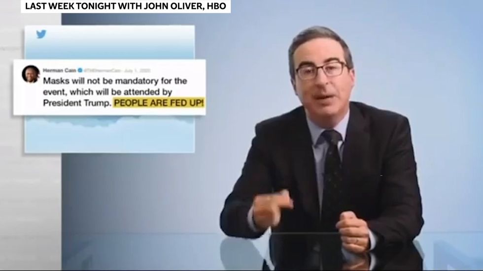 John Oliver condemns ‘shockingly reckless’ Trump over coronavirus misinformation