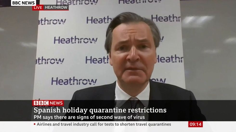Heathrow Chief Executive says testing on arrival could be 'up and running in the next couple of weeks'