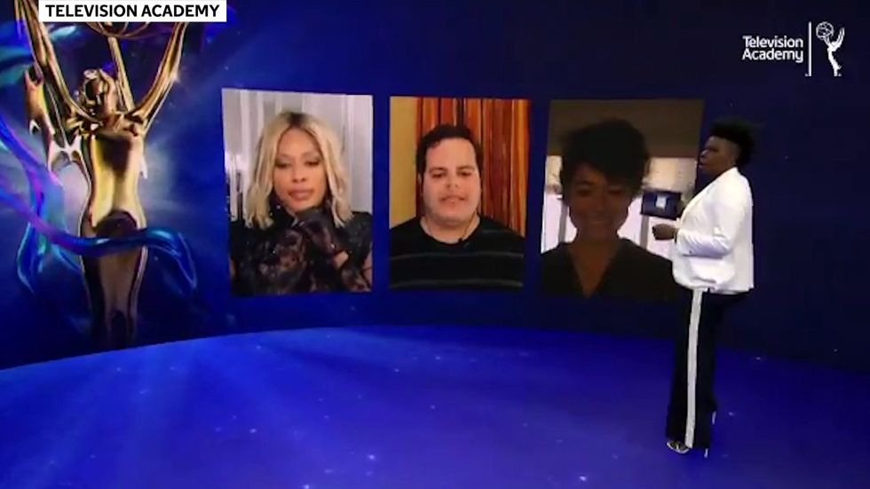 Leslie Jones tells Laverne Cox about Emmy nomination