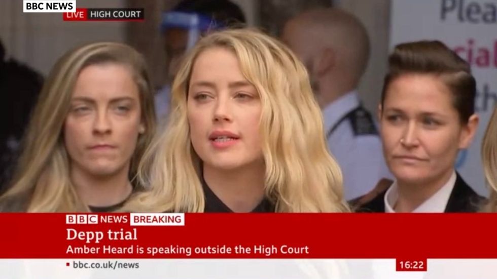 Amber Heard speaks outside court following High Court libel case