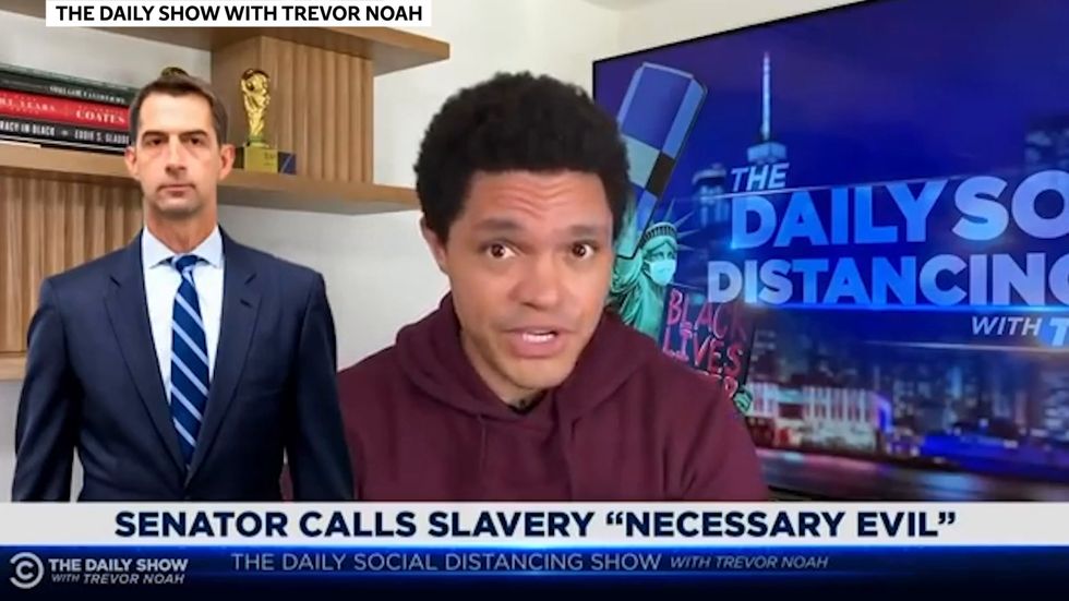 Trevor Noah criticises Sen. Tom Cotton for labelling slavery a necessary evil