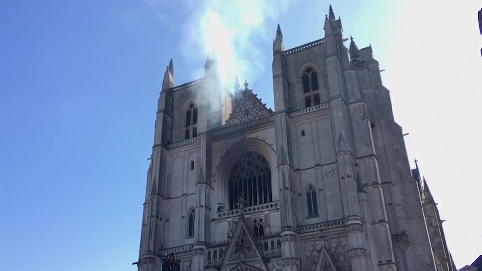 Nantes Cathedral fire: Blaze breaks out at 15th-century French church