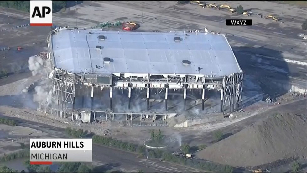 Remaining structure of Michigan's Palace of Auburn Hills imploded