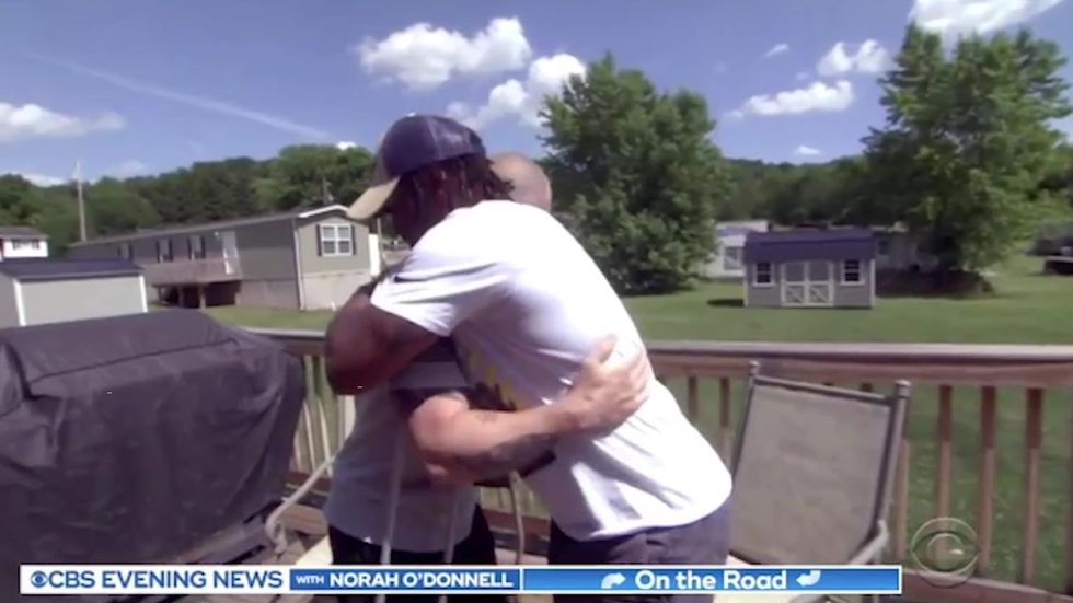 Moment police officer reunites with man who saved his life despite history with police