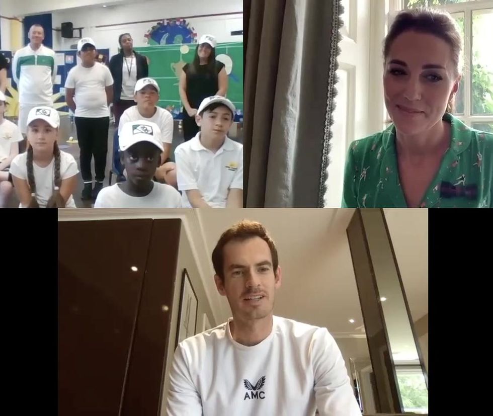 Kate Middleton surprises schoolchildren as Andy Murray joins video call with young tennis players