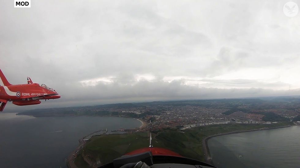 Red Arrows flypast in Scarborough on Armed Forces Day