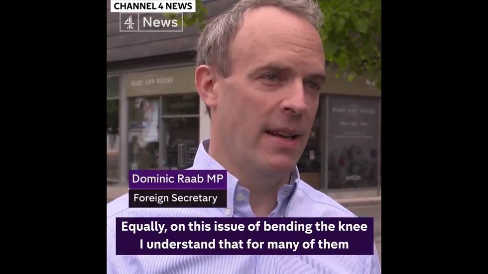 Dominic Raab doubles down on refusal to take a knee citing 'feudal connotations'
