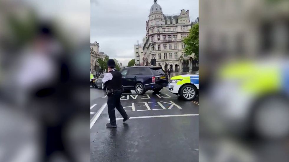 Footage shows moment Boris Johnson’s car is crashed into