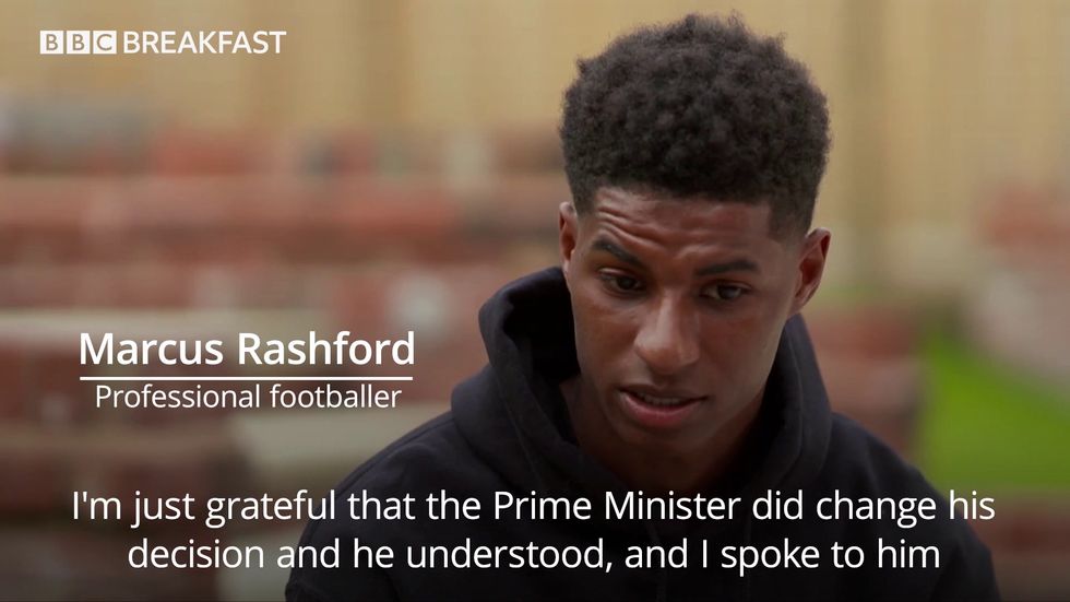 Marcus Rashford 'grateful' to PM for making U-turn on children's food vouchers