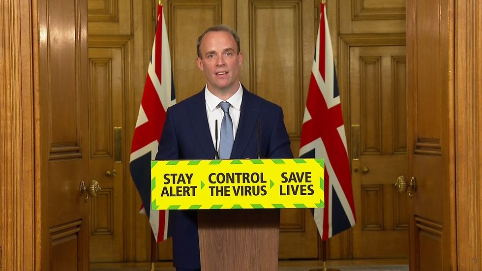 Dominic Raab says a further 38 people in the UK with Covid-19 have died
