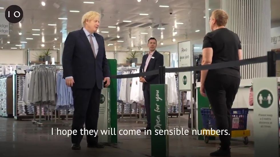 Boris Johnson visits Westfield Stratford ahead of shops reopening after lockdown