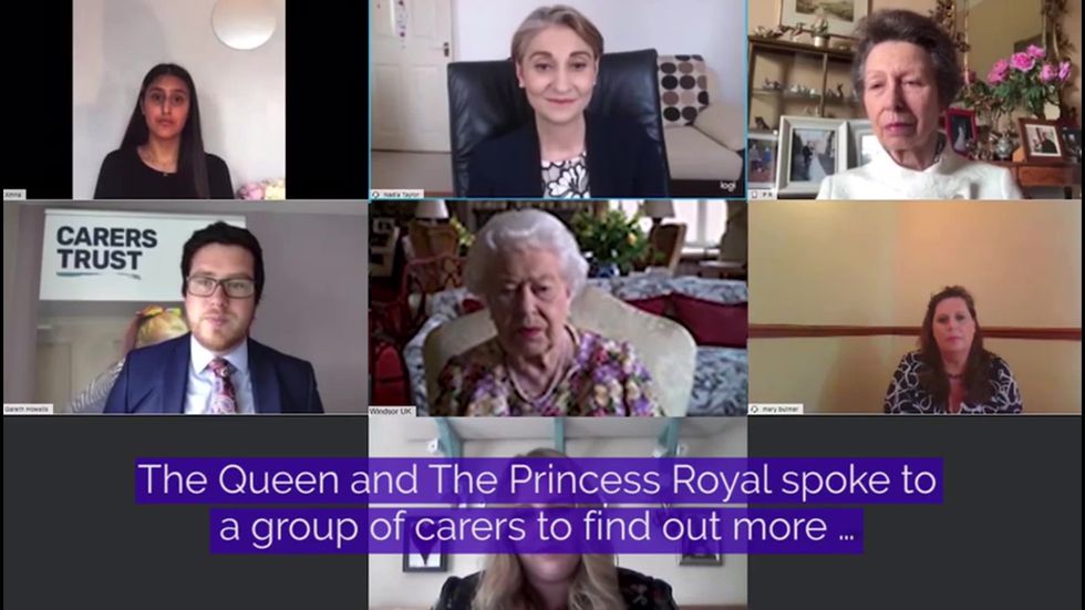 The Queen and Princess Anne speak to carers on Zoom call for Carers Week 2020