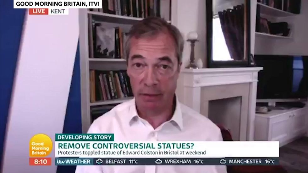 Nigel Farage says that Edward Colston's statue should have remained because he was a 'philantropist'