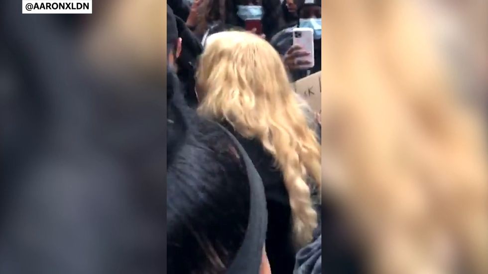Madonna joins protest in London