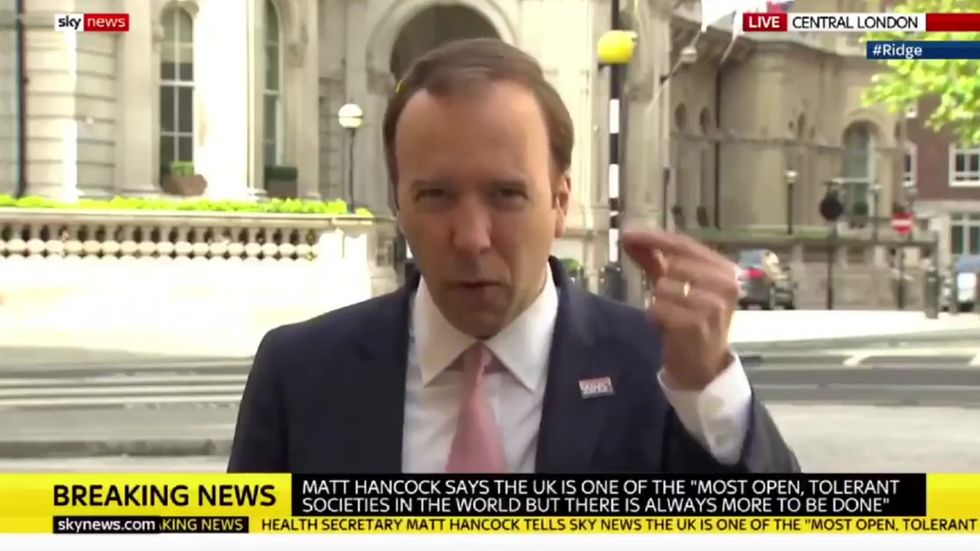 Matt Hancock called out over zero black Tory cabinet members