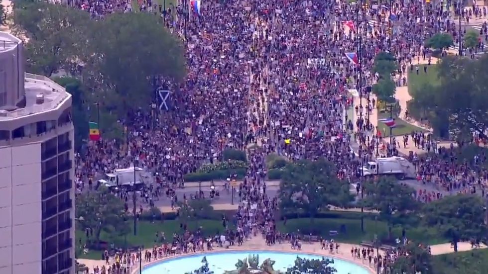 Aerial footage shows massive crowd at Black Lives Matter protest in Philadelphia