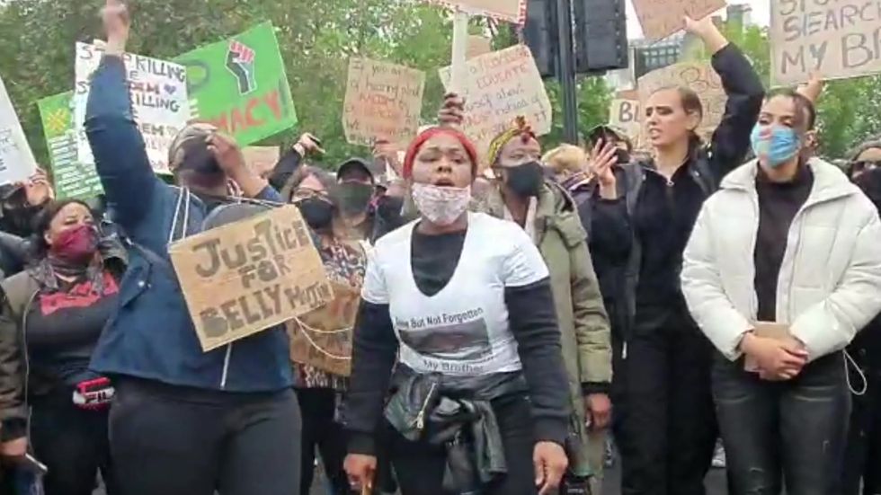 Protestors in London show solidarity with the Black Lives Matter movement