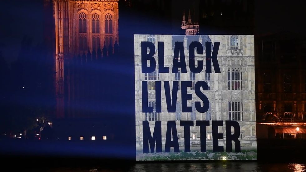 Black Lives Matter projected onto Houses of Parliament
