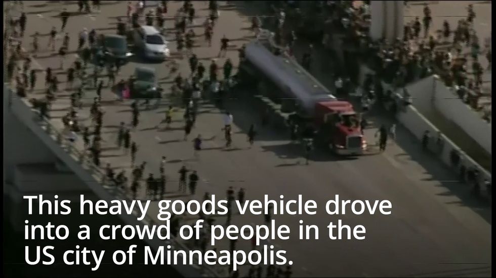 Fuel truck ploughs into crowds of protesters on Minneapolis highway