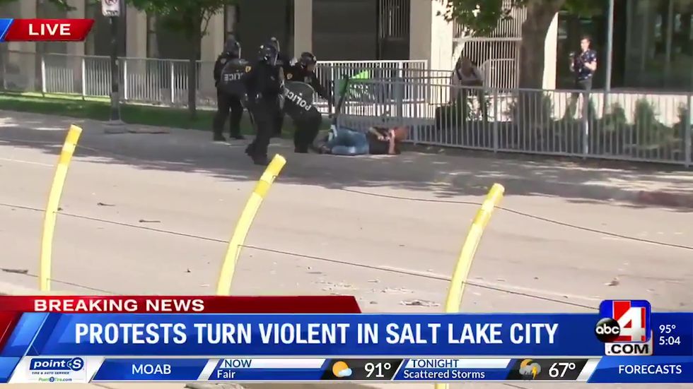 Cops shove elderly man with walking stick to the floor amid nationwide protests