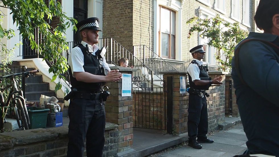 Police join Clap For Carers outside Dominic Cummings' house