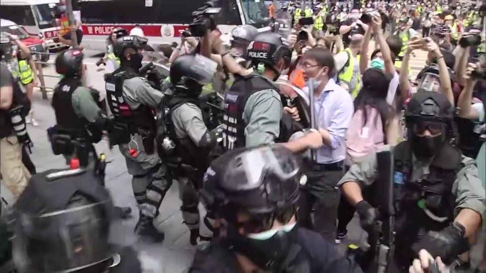 Police out in force as Hong Kong protests continue