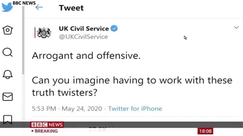 BBC newsreader reads out Civil Service tweet about Boris Johnson