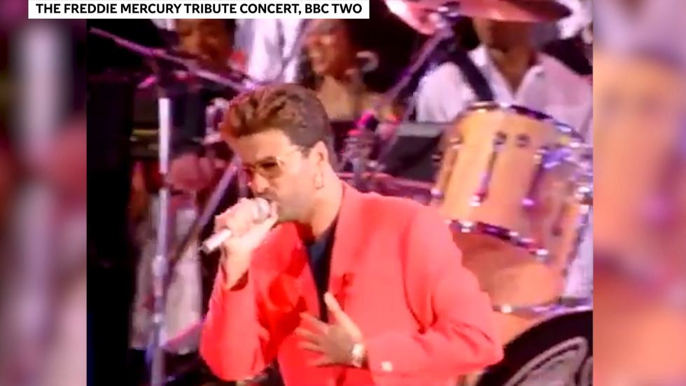 Queen and George Michael perform at Freddie Mercury tribute concert