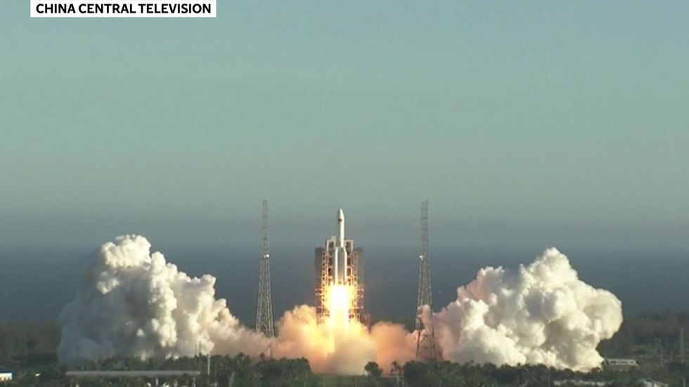 Long March-5B rocket takes off from Wenchang Satellite Launch Center