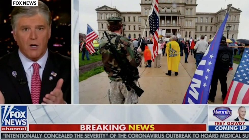 Sean Hannity slams Michigan armed protesters for 'attempting to intimidate lawmakers'
