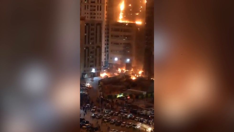 Huge fire engulfs 48-floor skyscraper in United Arab Emirates